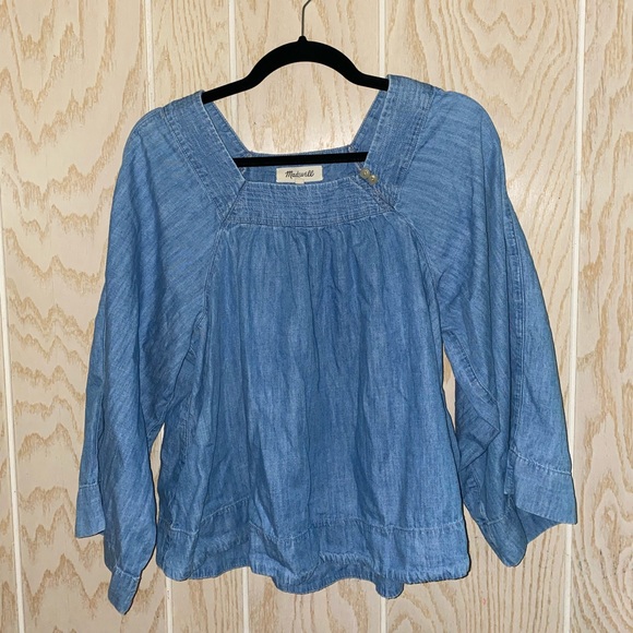 Madewell Denim Top Blouse in Small Blue - Picture 1 of 8